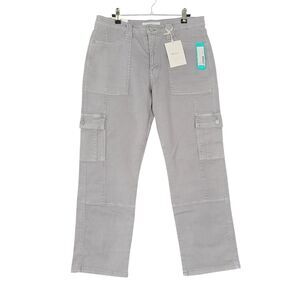 NWT KANCAN KC7843GR Gray Lavinia High Rise Slim Straight Crop Cargo Jeans SIZE 8